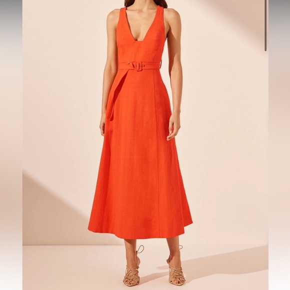 Shona Joy Cecilia Plunged Panelled Midi Dress Hibiscus Size 10 NWT - Picture 2 of 5